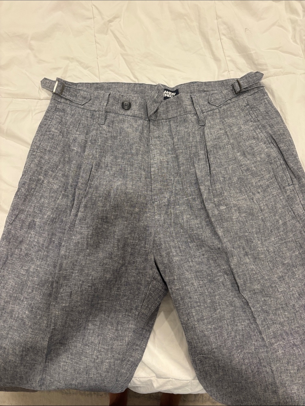 Lands' End Men's Pleated Chinos in Heather Blue-Gray